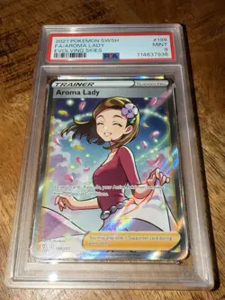 PSA 9 2021 POKEMON SWORD & SHIELD EVOLVING SKIES #199 FA/AROMA LADY Full Art - Image 1