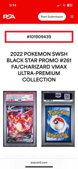 PSA 9 Charizard VMAX SWSH261 2022 Black Star Promo Full Art Holo + Crimson Guard - Image 3