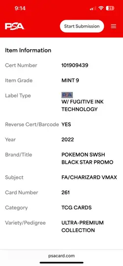 PSA 9 Charizard VMAX SWSH261 2022 Black Star Promo Full Art Holo + Crimson Guard - Image 4