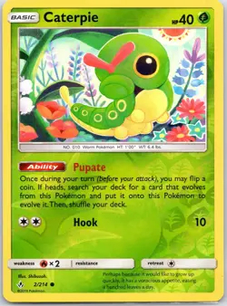 Caterpie 2/214 Common Unbroken Bonds Pokemon Reverse Holo Lightly Played - Image 1