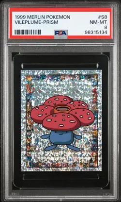 1999 Merlin Pokemon Vileplume Prism Sticker #S8 PSA 8 - Vintage Pokemon - Image 1
