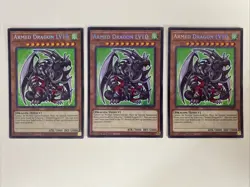 Yugioh Armed Dragon LV10 x 3 1st Edition Secret Rare Chibi Art NM - Free Holo A - Image 1