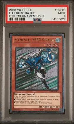 Yugioh Elemental HERO Stratos OP09-EN001 Ultimate rare PSA 9 Mint - Image 1