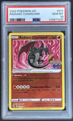 2022 Pokemon GO Radiant Charizard PSA 10 GEM MINT #011 Radiant Rare Holo - Image 1