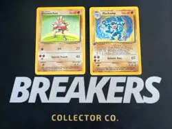 1999 Base Set Vintage Pokemon 2 Card Lot: Holo 1st Edition Machamp & Hitmonchan - Image 1