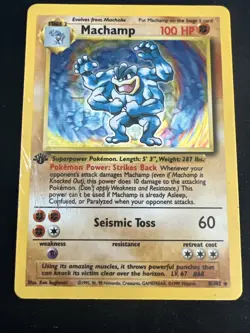 1999 Base Set Vintage Pokemon 2 Card Lot: Holo 1st Edition Machamp & Hitmonchan - Image 4