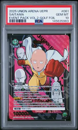 2025 UNION ARENA UEPR EVENT PACK VOL 2 GOLD FOIL #061 SAITAMA PSA 10 POP 6 - Image 1