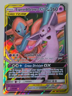 Pokemon TCG Espeon and Deoxys GX Holo Card 72/236 Unified Minds Ultra Rare - Image 1