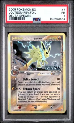 PSA 1 PR 2005 Pokemon EX Delta Species Jolteon Reverse Holo Foil Rare 7/113 - Image 1