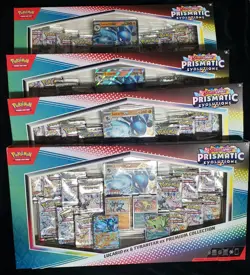 Lot of 4 Pokemon Prismatic Evolutions Lucario Ex Tyranitar Ex Premium Sam's Club - Image 1