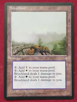 Magic The Gathering ICE AGE BRUSHLAND land card MTG - Image 1
