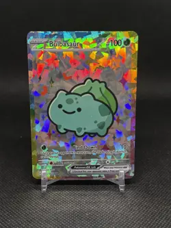 Fan Art Bulbasaur Cracked Ice Holo Chunky Cutie Card - Image 1