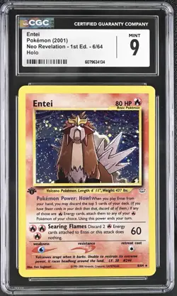 2001 ENTEI NEO REVELATION HOLO 1ST EDITION #6 CGC 9 MINT POKEMON - LOW POP - Image 1