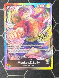 One Piece Card Game - Monkey.D.Luffy - Rainbow Leader Promo 3rd Anniversary - Image 1