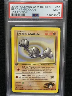 2000 Pokemon Gym Heroes 1st Edition Brock's Geodude 66/132 PSA 9 Mint - Image 1