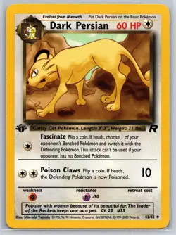 NM Dark Persian 42/82 1st Edition Team Rocket Pokemon 2000 - Image 1