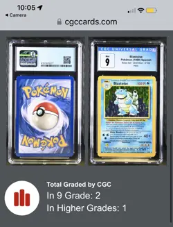 1999 Pokemon SPANISH Blastoise 💦 Base Set Holo 2/102 CGC 9 Mint Pop 2 - Image 1