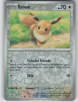 NM Eevee 133/165 Reverse Holo Common 151 Pokemon 2023 - Image 1