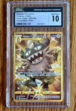 2020 Pokemon Sword and Shield Rebel Clash Galarian Perrserker #205 CGC 10 GEM MI - Image 1