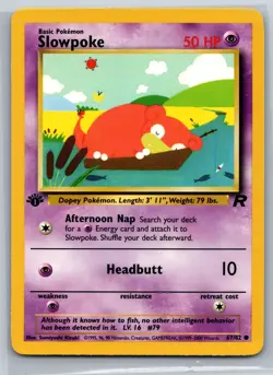 NM Slowpoke 67/82 1st Edition Team Rocket Pokemon 2000 - Image 1