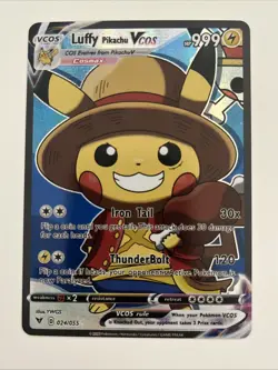 Pikachu Luffy VCOS Cosplay Holo Full Art Card. This is NOT A Pokemon Game Card - Image 1