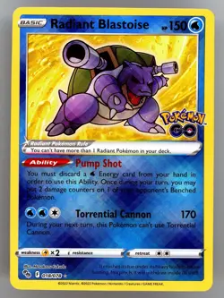 Pokemon Go TCG Radiant Blastoise Holo Rare 018/078 2022 - Image 1