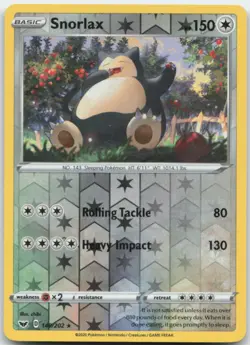Snorlax 140/202 Reverse Holo SWSH01: Sword & Shield Base Set Pokemon Card NM - Image 1