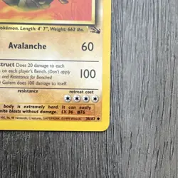WOTC Golem 36/62 Fossil 1st Edition Holo Rare Holo English 80HP 1999 - Image 4