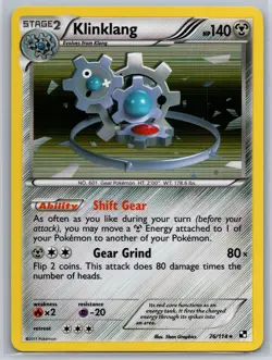 NM Klinklang 76/114 Holo Rare Black and White Base Set Pokemon 2011 - Image 1