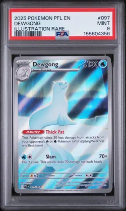 2025 POKEMON PFL EN-PHANTASMAL FLAMES ILLUSTRATION RARE #097 DEWGONG PSA 9 - Image 1