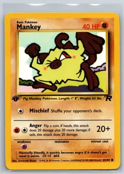 NM Mankey 61/82 1st Edition Team Rocket Pokemon 2000 - Image 1