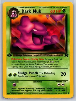 NM Dark Muk 41/82 1st Edition Team Rocket Pokemon 2000 - Image 1