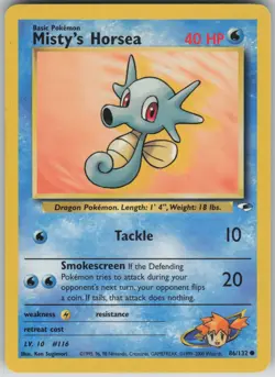 MP Misty's Horsea 86/132 Common Gym Heroes Pokemon Unlimited 2000 - Image 1