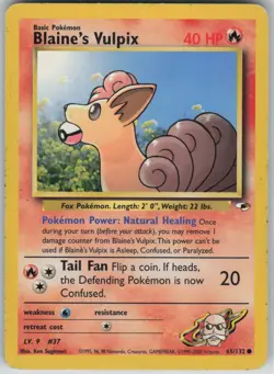 MP Blaine's Vulpix 65/132 Common Gym Heroes Pokemon 2000 - Image 1