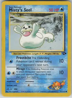 HP Misty's Seel 91/132 Common Gym Challenge Pokemon 2000 - Image 1