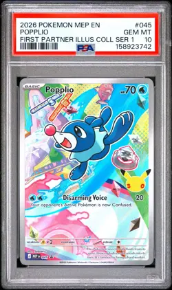 Pokemon PSA 10 First Partner Series 1 Black Star Promo Popplio #045 - Image 1