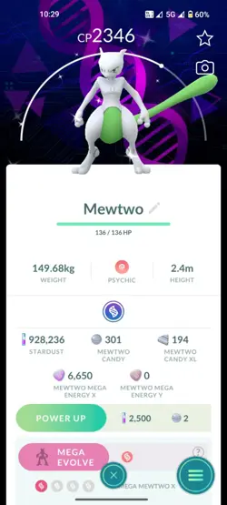 Pokemon GO Shiny Mewtwo with Special background - Image 1