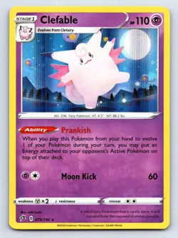 Clefable 075/192 Holo Rare Rebel Clash Pokemon Holo Lightly Played - Image 1