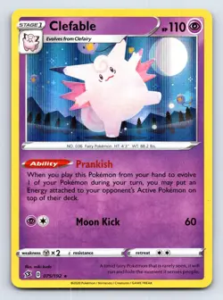 Clefable 075/192 Holo Rare Rebel Clash Pokemon Holo Lightly Played - Image 1
