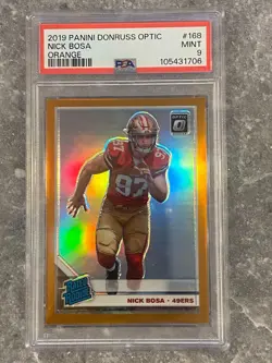 Nick Bosa 2019 Panini Donruss Optic Rated Rookie Orange Prizm RC PSA 9 /199 - Image 1