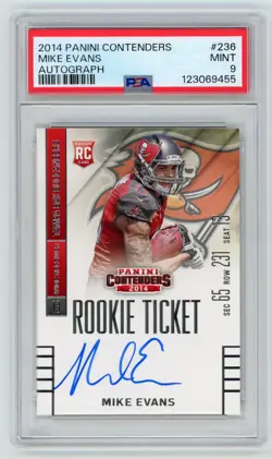 2014 PANINI CONTENDERS ROOKIE TICKET AUTOGRAPH #236 MIKE EVANS RC AUTO PSA 9 - Image 1