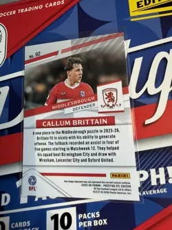 EFL Panini Prestige 25/26 Callum Brittain Middlesbrough Gold /10 - Image 3