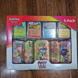 Pokemon Scarlet and Violet 151 5 Tin Promo Box *1 OF EACH* - Image 1