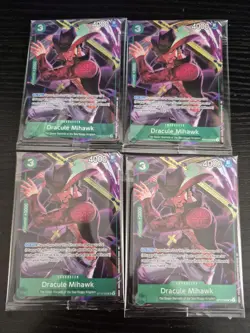 One Piece Card Game TCG Dracule Mihawk ST12-003 SR AltArt IB04 Promo Playset x4 - Image 1