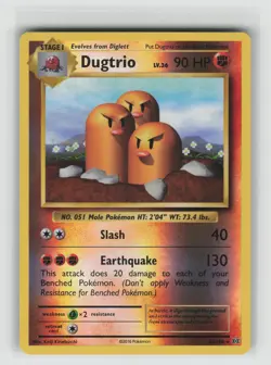 NM Dugtrio 56/108 Reverse Holo Rare Evolutions Pokemon 2016 - Image 1