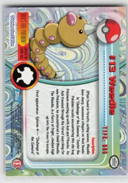 LP Weedle #13 Topps Trading Cards Series 1 Pokemon 1999 - Image 2