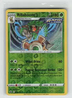 LP Rillaboom 018/198 Reverse Holo Rare Chilling Reign Pokemon 2021 - Image 1