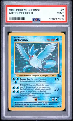 1999 POKEMON FOSSIL #2 ARTICUNO-HOLO PSA 9 - Image 1