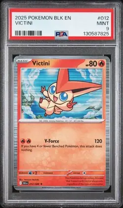 2025 Pokemon BLK EN Victini HOLO RARE #012 PSA 9 MINT - Image 1