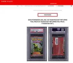 2004 POKEMON EX TEAM ROCKET RETURNS BOOSTER FOIL PACK TYRANITAR - PSA 10 - Image 3